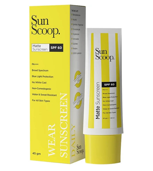 Sunscreen- Sun Scoop (A Product of Bare Antomy) Matte SPF 60 PA+++ Sunscreen Gel For Women & Men With UV Filter Zinc Oxide. Non-Comedogenic, Broad Spectrum, Water & Sweat Resistant, No White Cast, Photostable For Oily & Dry Skin 45gm