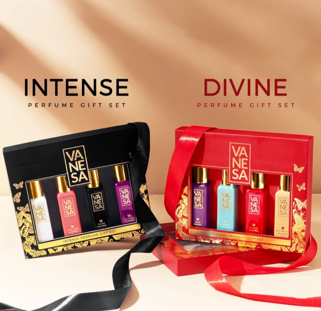 Perfumes & Deodorants- VANESA Divine Perfume Gift Set of 4 Perfumes (Shero, Magic Pearl, Mystique & Oud Love) 80ml (20ml each)