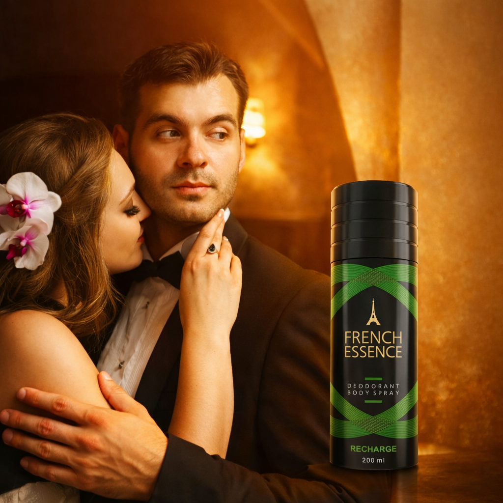 Perfumes & Deodorants- French Essence RECHARGE Unisex Long-Lasting Deodorant Body Spray with the Mix Fragrance including Bergamot, Moroccan Jasmine, and Oakmoss - 150ml