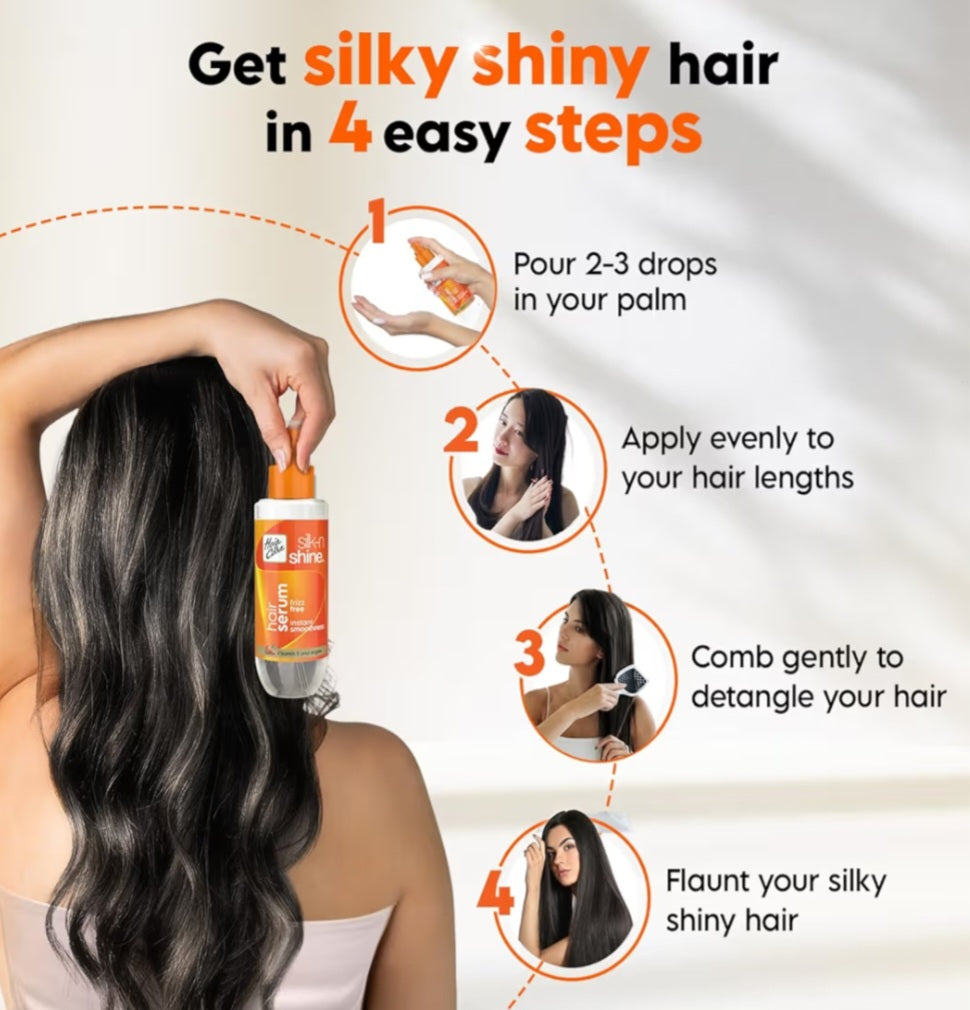 Hair Serum- Hair & Care's Silk-N-Shine Frizz Free Hair Serum enriched with Vitamin-E and Argan Oil for Instant Smoothness - 50ml
