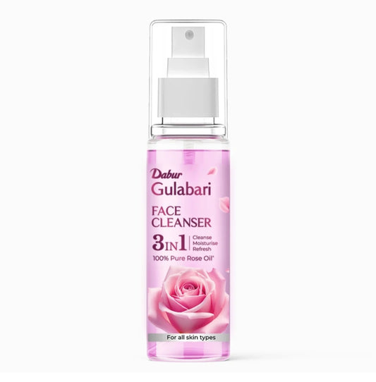 Rose Water- Dabur Gulabari 3-in-1 Premium Face Cleanser enriched with 100% Pure Rose Oil for Cleansing, Moisturizing & Refreshing usable for All Skin Types - 100ml