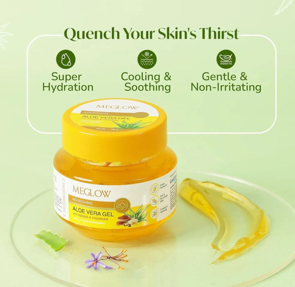 Aloe Vera Gel- MeGlow Nourishing Aloe Vera Gel with Kesar & Chandan 100gm