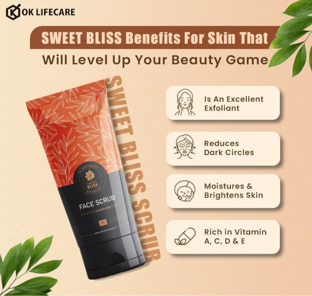 Face Scrub- Sweet Bliss Face Scrub enriched with Papaya Pulp extract 75gm