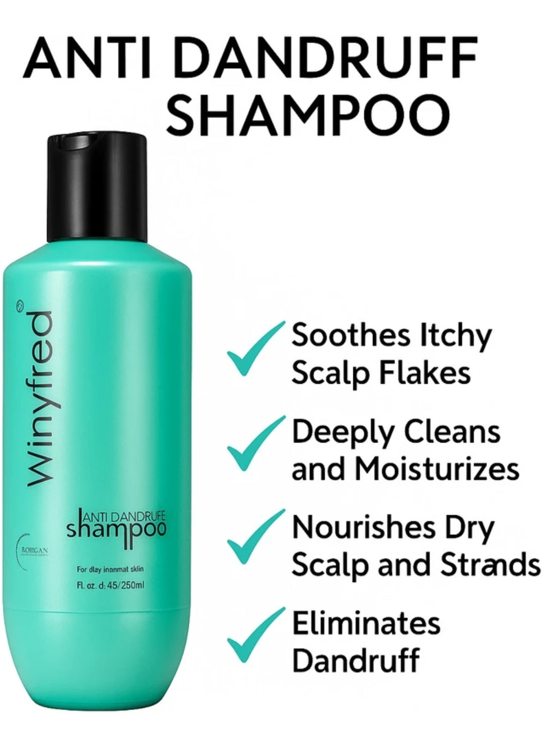 Shampoo and Conditioner- Winyfred Anti Dandruff Shampoo with Korean Formula for Dry and Normal Skin - 250ml