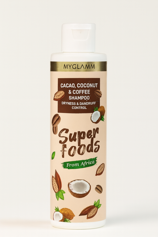 Hair Shampoo- MyGlamm Superfoods Cacao, Coconut & Coffee Shampoo which Helps Treat Dryness & Dandruff, Moisturizes the Scalp and Promotes Hair Growth - 200ml