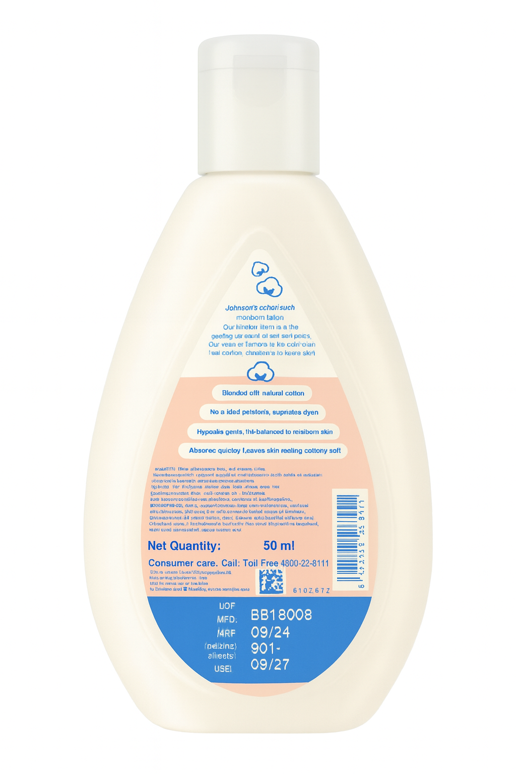 Baby Care Products- Johnson's Cottontouch Newborn Lotion which Moisturises Newborn Baby's Skin for a long time - 50ml