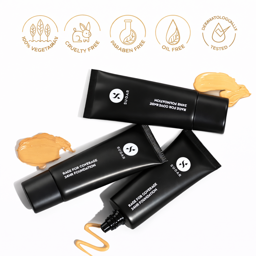 Makeup Foundation- SUGAR Rage For Coverage 24HR Full Coverage Matte Finish Foundation with Creamy Formula (07- Vanilla Latte) - 25ml