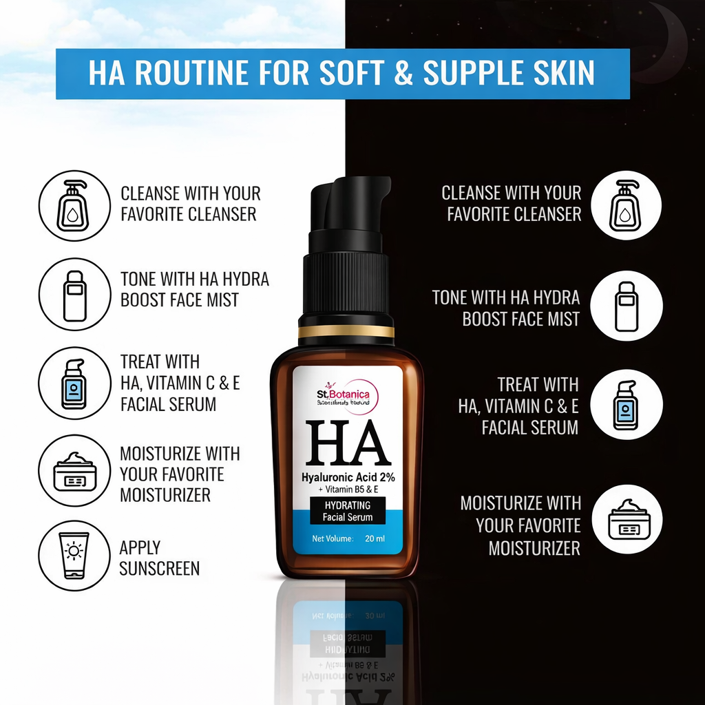 Face Serum- St.Botanica HA (Hyaluronic Acid 2%) + Vitamin-B5 & Vitamin-E Hydrating Facial Serum - 20ml