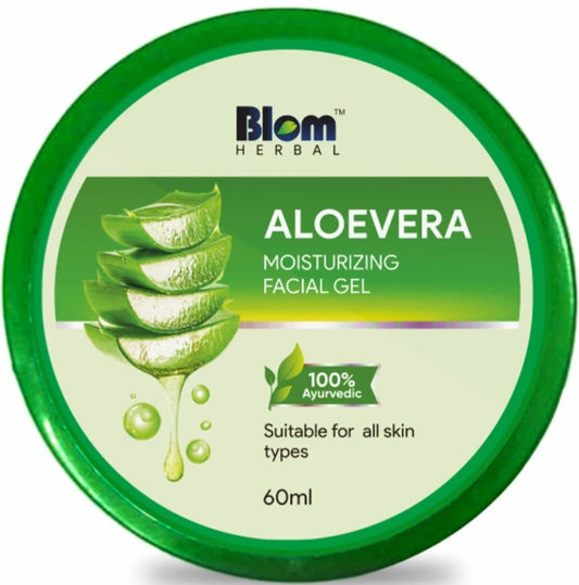 Lotions & Moisturizers- Blom Herbal's 100% Ayurvedic Aloe Vera Moisturizing Facial Gel suitable for all skin types 60ml