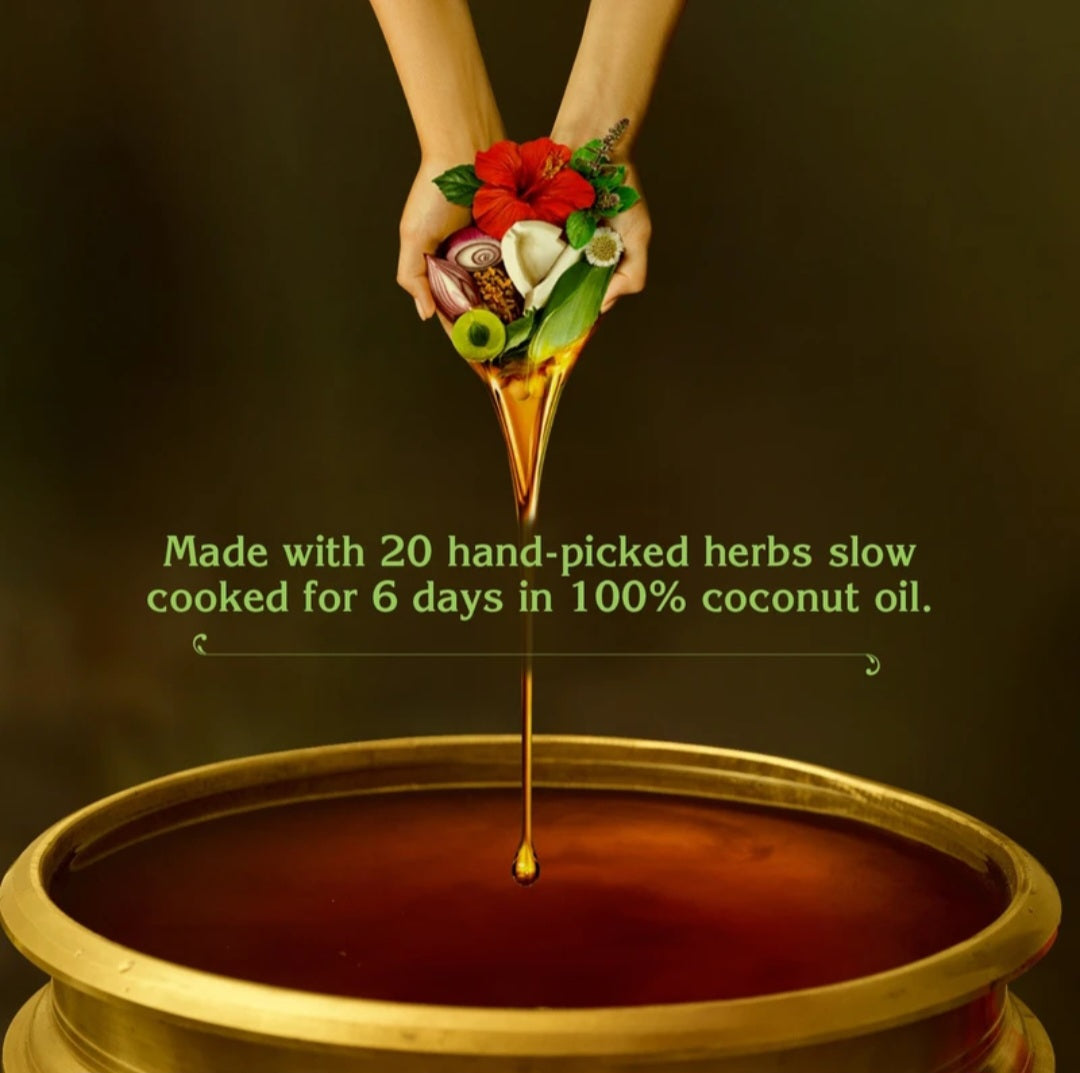 Hair Oil- Chandrika Ayurvedic Hair Oil made with 100% Coconut Oil and 20 Hand-Picked Herbs 190ml