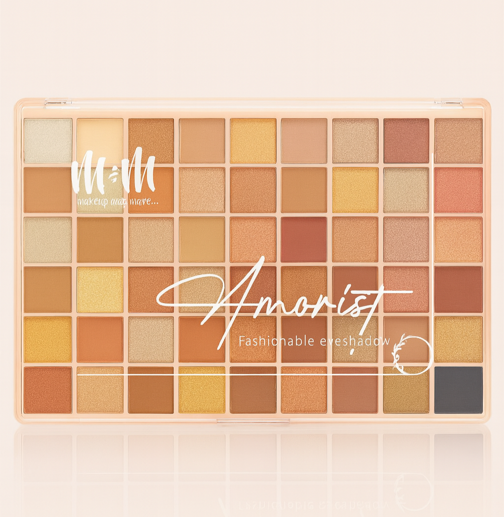 Makeup Eyeshadow- M&M (Makeup & More) Amorist Fashionable Eyeshadow Palette with 54 Nude & Shiny Colours - 56gm