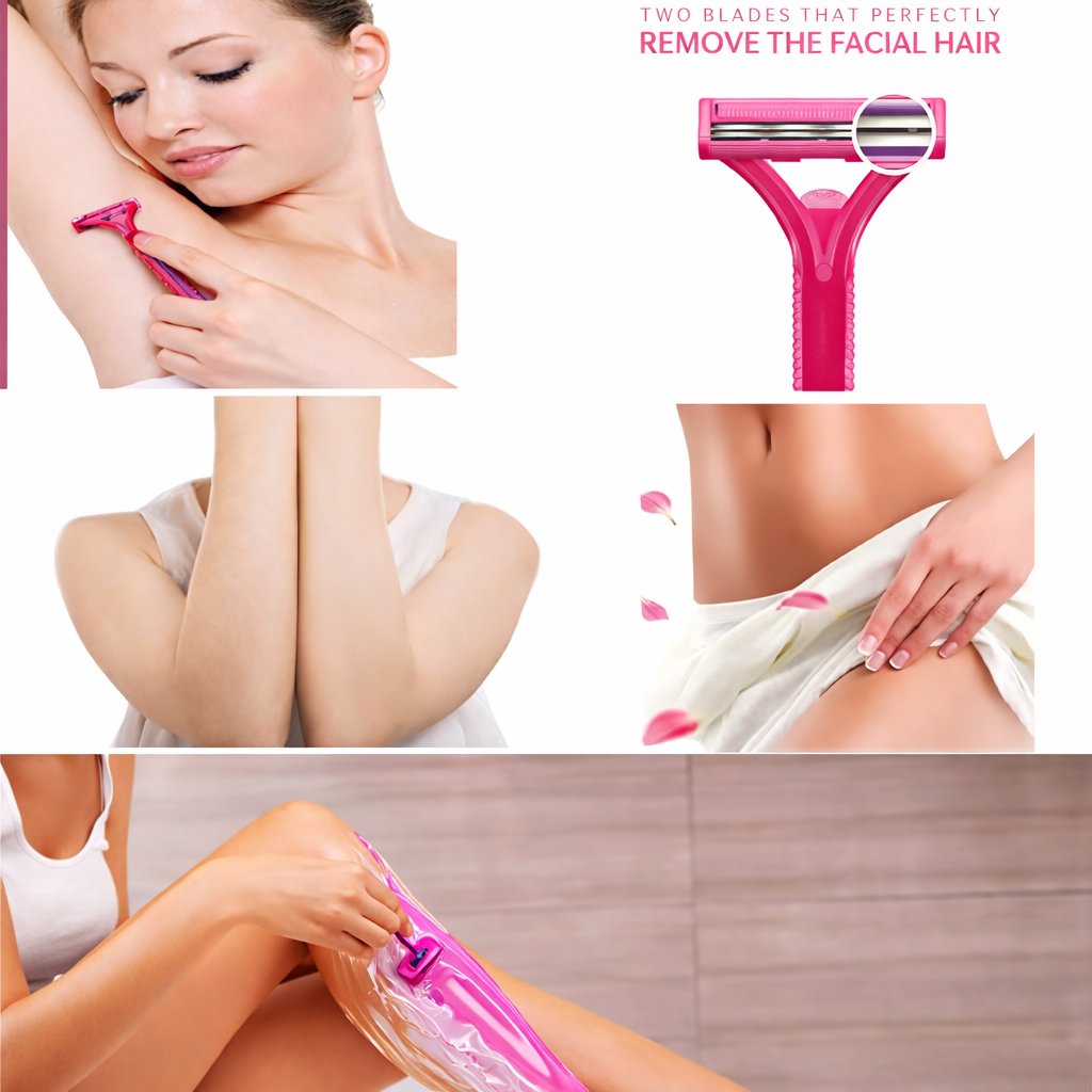 Shaving Razor- Max Disposable Body Shaving Razor with 2 Platinum Coated Stainless Steel Blades - Pack of 12 Pieces