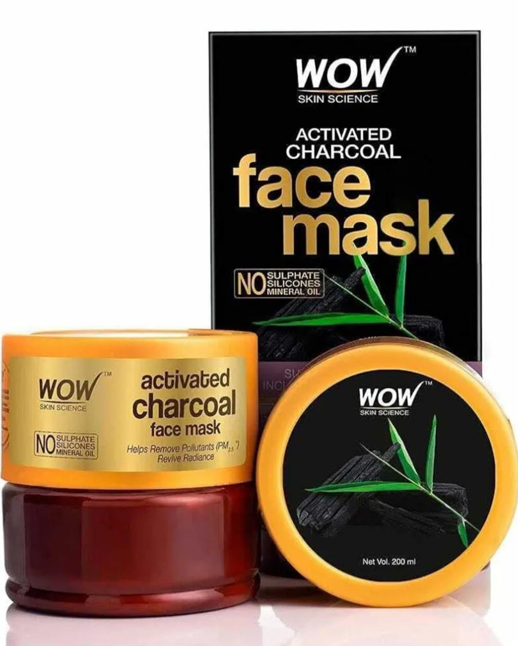 Face Pack & Sleeping Mask- WOW Activated Charcoal Face Mask with Licorice Extract and Alteromonas Ferment Extract which Removes Pollutants and Revive Radiance 200ml