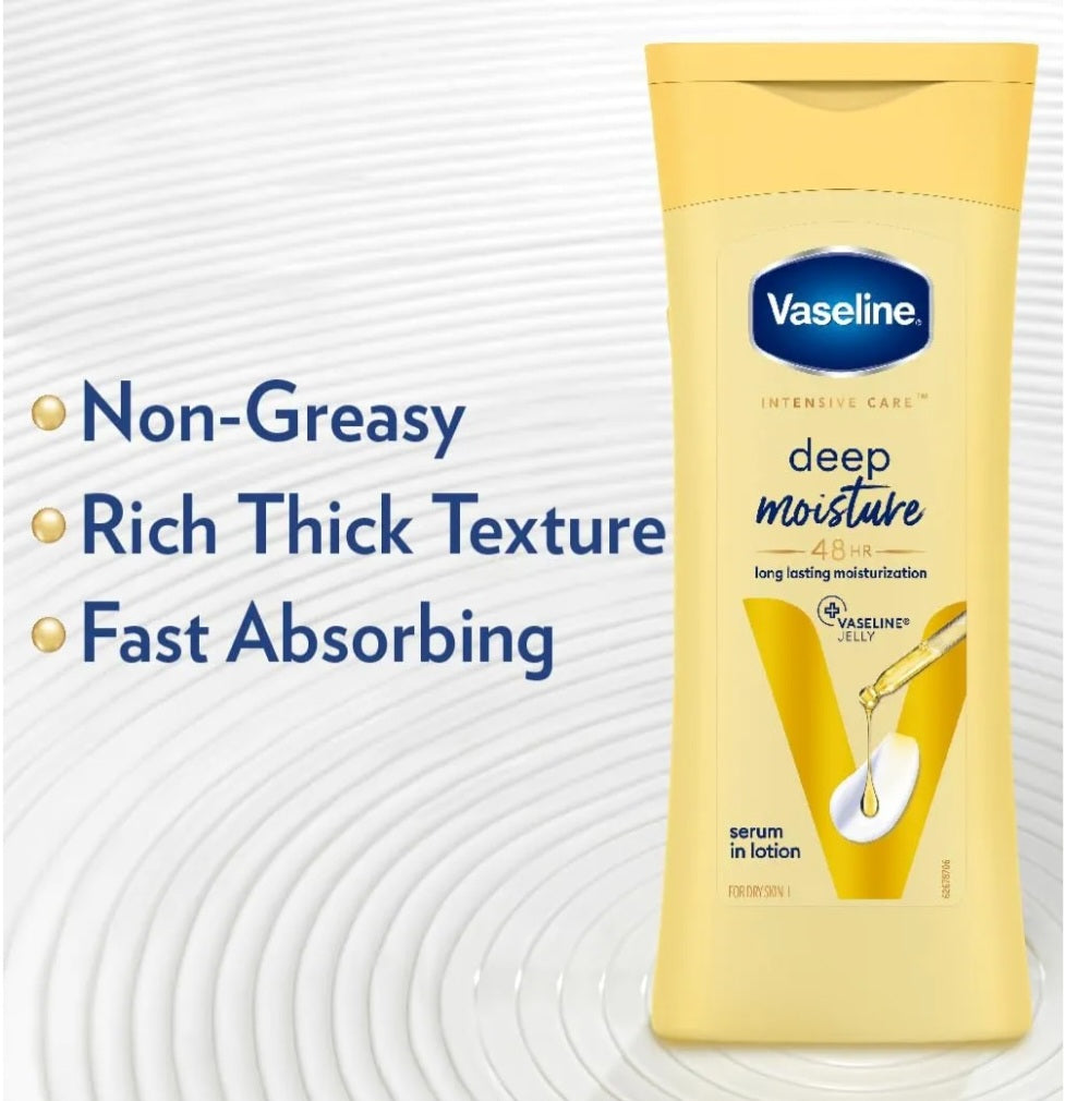 Lotions & Moisturizers- Vaseline Intensive Care Deep Moisture 48 Hours Long-lasting Serum Moisturization Body Lotion 90 ml
