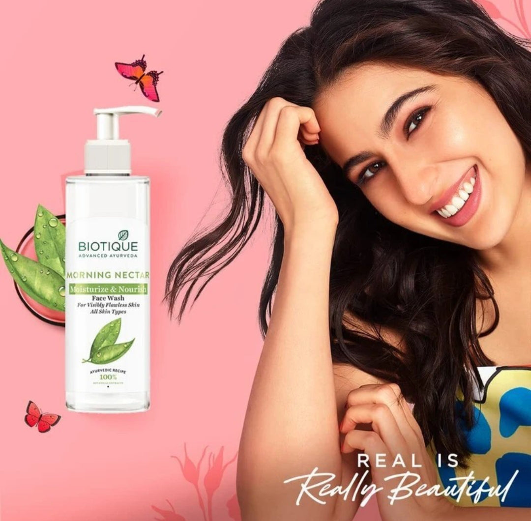 Face Wash- BIOTIQUE Bio Morning Nectar Visibly Flawless Face Wash with 100% Botanical Extracts for All Skin Types 200ml