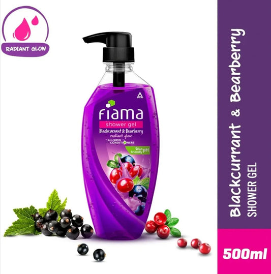 Body Wash & Shower Gel- Fiama Skin PH Friendly Shower Gel enriched with Blackcurrant & Bearberry which gives Radiant Glow and Conditioners the Skin - 500ml