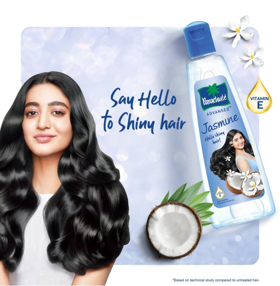 Hair Oil- Parachute Advanced Jasmine Non-Sticky Hair Oil that is enriched with Coconut Oil, Vitamin-E, and Jasmine Extracts to Nourish and Moisturize Hair - 45ml