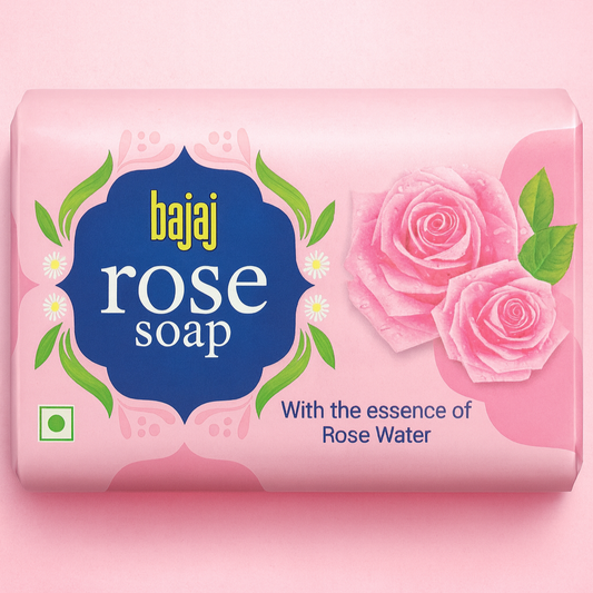 Bathing Soap- Bajaj Rose Soap with the Essence of Rose Water - Set of 3 Soaps 100gm each