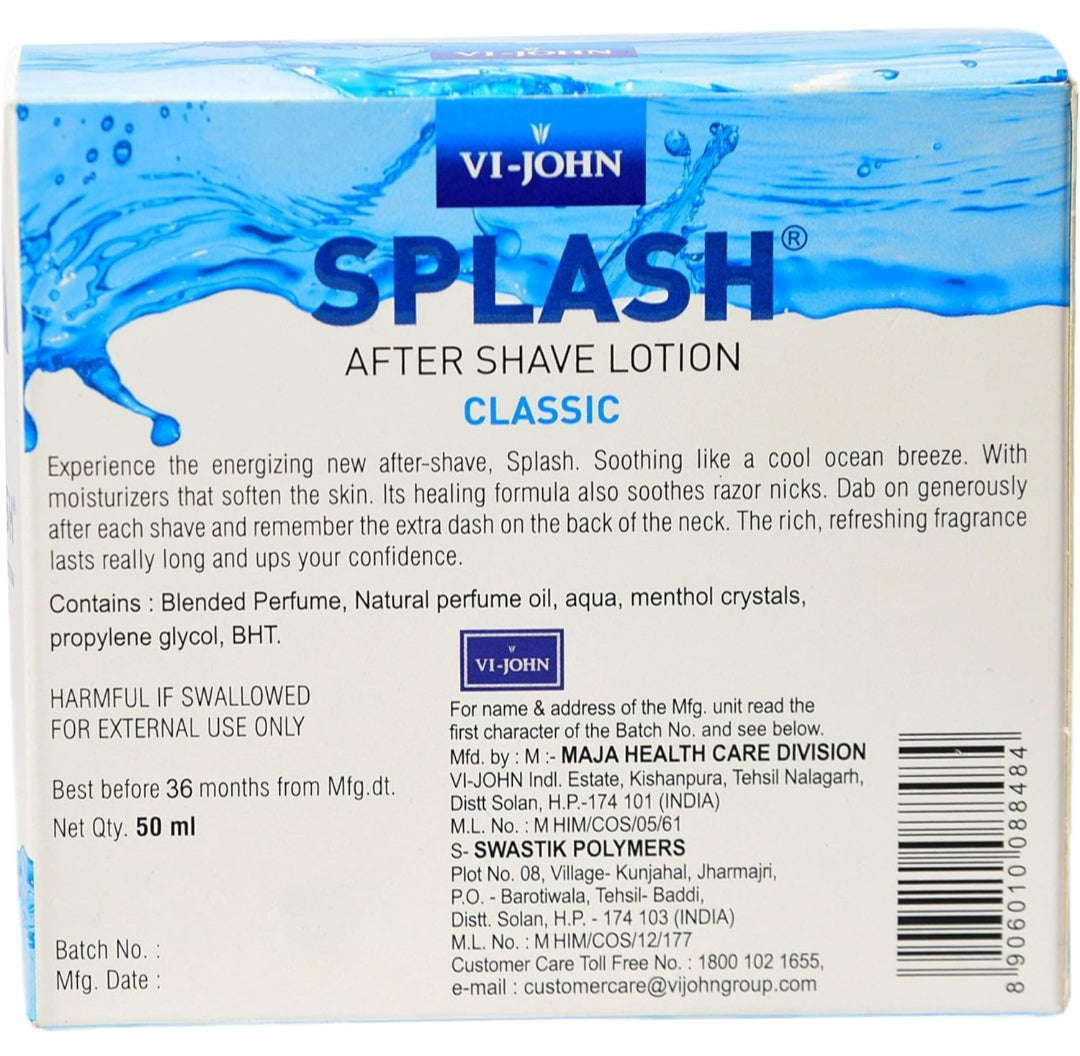 Shaving- Vi-John Splash After Shave Lotion Classic 50ml (Free Vi-John Shaving Cream 10gm)