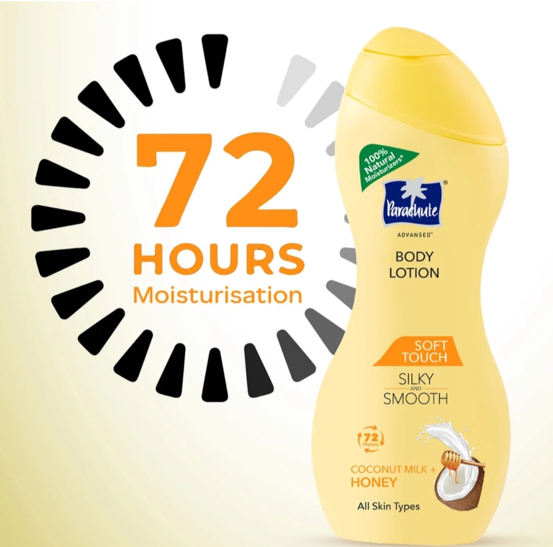 Lotions & Moisturizers- Parachute Advanced Soft Touch Body Lotion with Coconut Milk & Honey (72 Hours Moisture) for All Skin Types 250ml