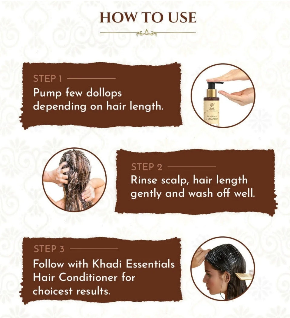 Shampoo and Conditioner- Khadi Natural's Banana Shampoo with Lotus & Bhringraj for Deep Nourishment 200ml