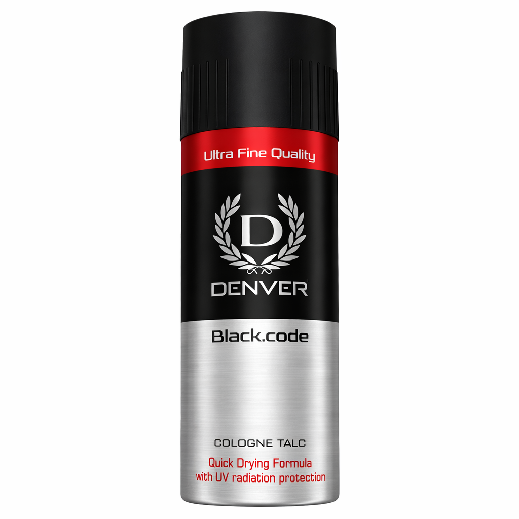 Face & Body Powder- DENVER Black.Code Ultra Fine Quality Cologne Talc with Quick Drying Formula & UV Radiation Protection - 300gm