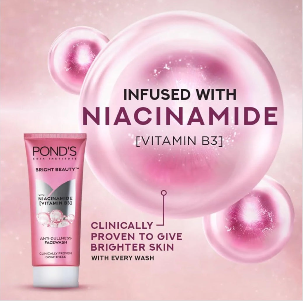Face Wash- POND'S Bright Beauty with Niacinamide (Vitamin-B3) Anti-Dullness Face Wash 50gm