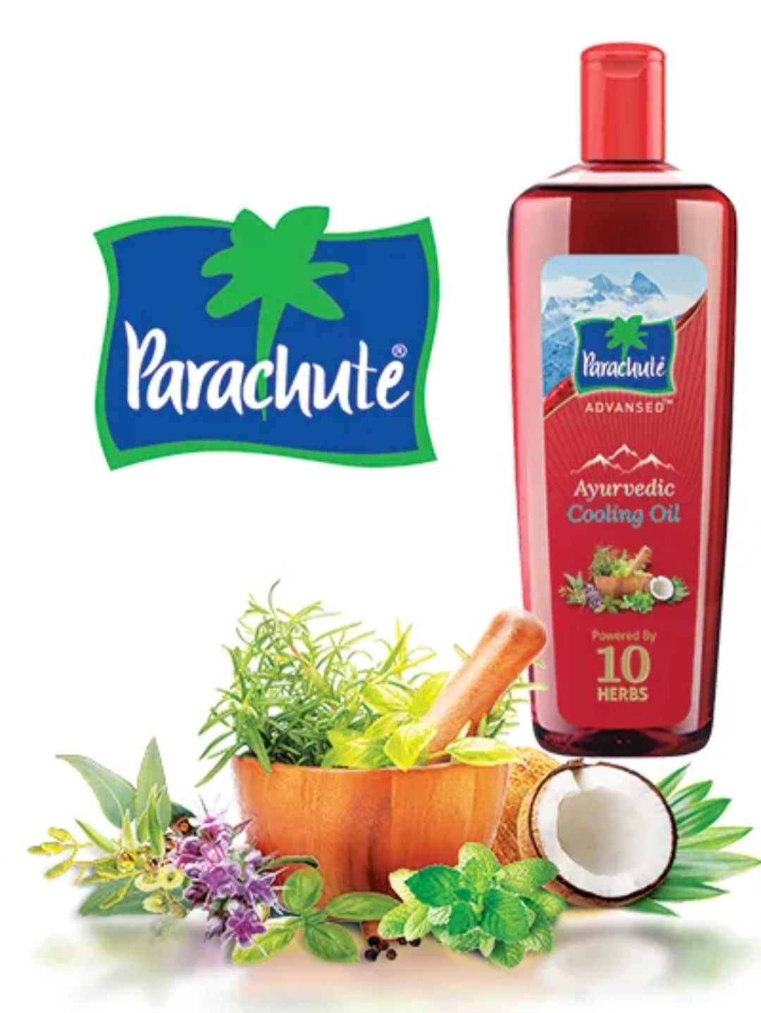 Hair Oil- Parachute Advanced Coconut Oil Based Ayurvedic Cooling Hair Oil Powered by 10 Natural Herbs like Brahmi, Neem, Ashwagandha, Lemongrass and several other rare Herbs which is a perfect weapon to combat today's stressful lifestyle - 200ml