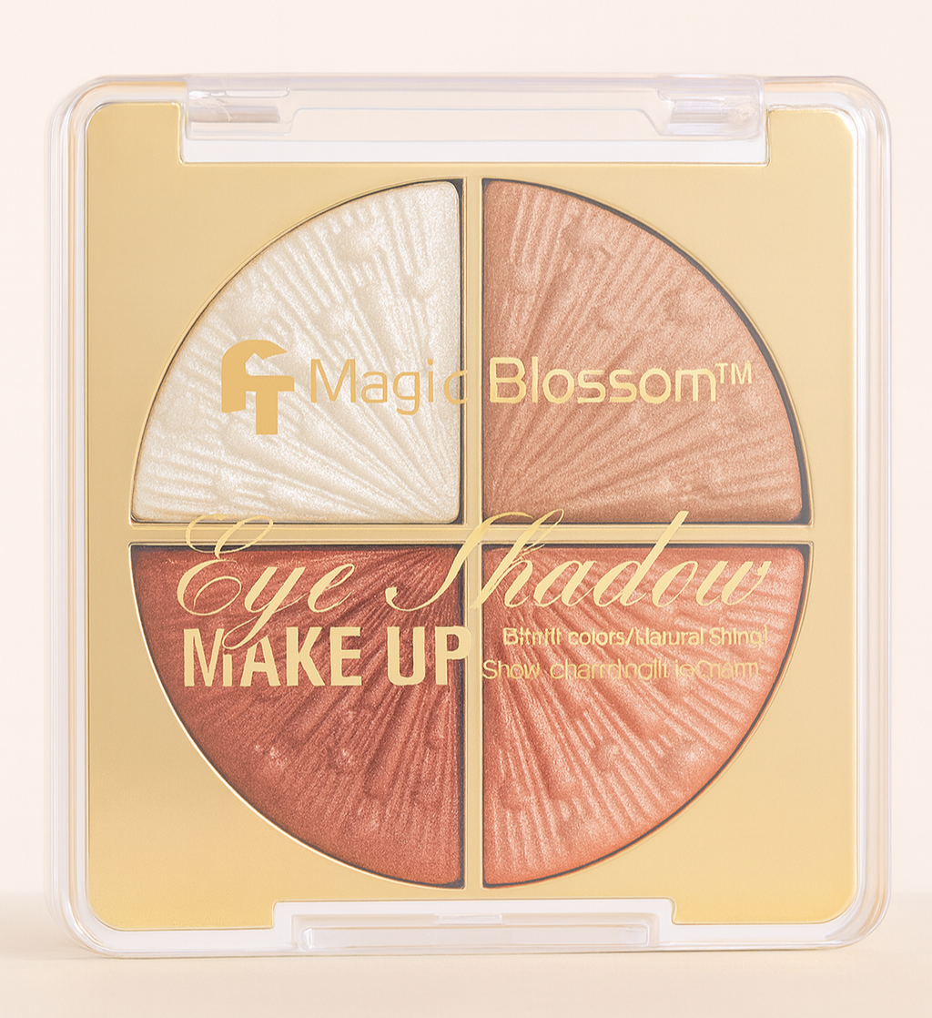 Makeup Eyeshadow- Face Tech's Magic Blossom 4-Color 2-in-1 Makeup Eyeshadow & Highlighter Palette (Shade-01) - 12gm