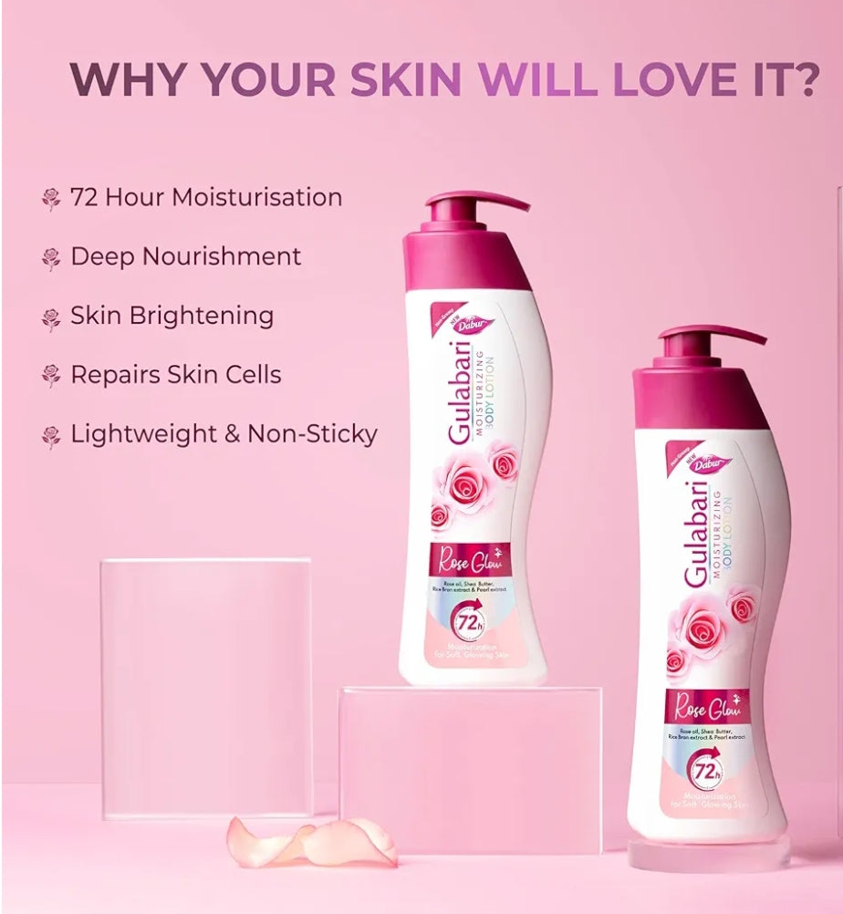 Lotions & Moisturizers- Dabur Gulabari Moisturizing Rose Glow Body Lotion for Dull & Dry Skin 200ml