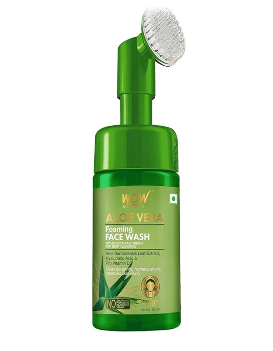 Face Wash- WOW Aloe Vera Foaming Face Wash with Hyaluronic Acid and Pro Vitamin-B5 150ml