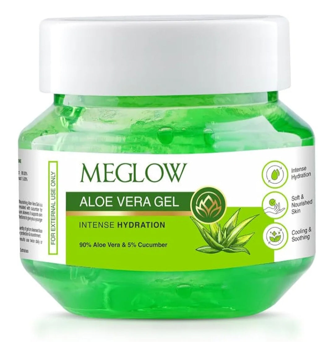 Aloe Vera Gel- MeGlow Aloe Vera Gel with Cucumber extract for Intense Hydration 100gm