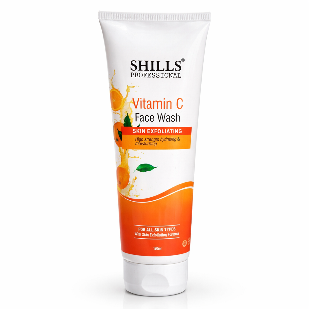 Face Wash- SHILLS Professional's Vitamin-C Skin Exfoliating Face Wash for High Strength Hydrating & Moisturizing Skin, Suitable for All Skin Types - 120ml