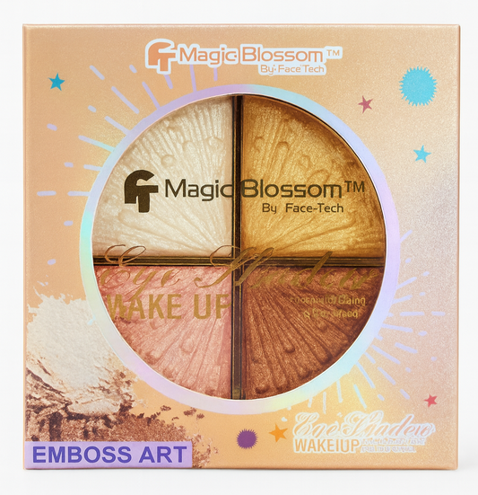 Makeup Eyeshadow- Face Tech's Magic Blossom 4-Color 2-in-1 Makeup Eyeshadow & Highlighter Palette (Shade-02) - 12gm