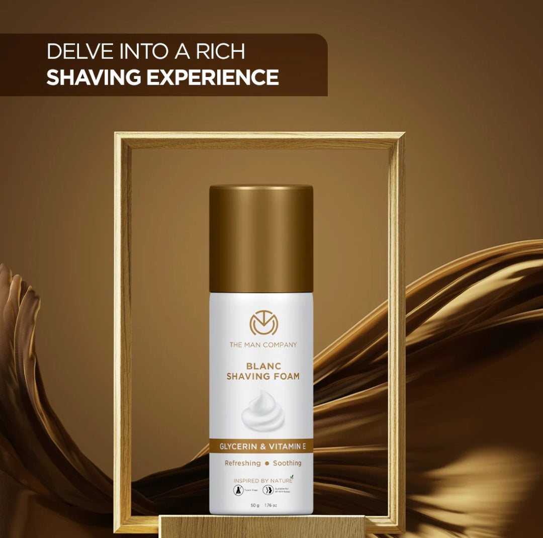 Shaving Foam- The Man Company's Blanc Shaving Foam Enriched with Glycerin & Vitamin-E for Refreshing and Soothing Shaving Experience - 400gm