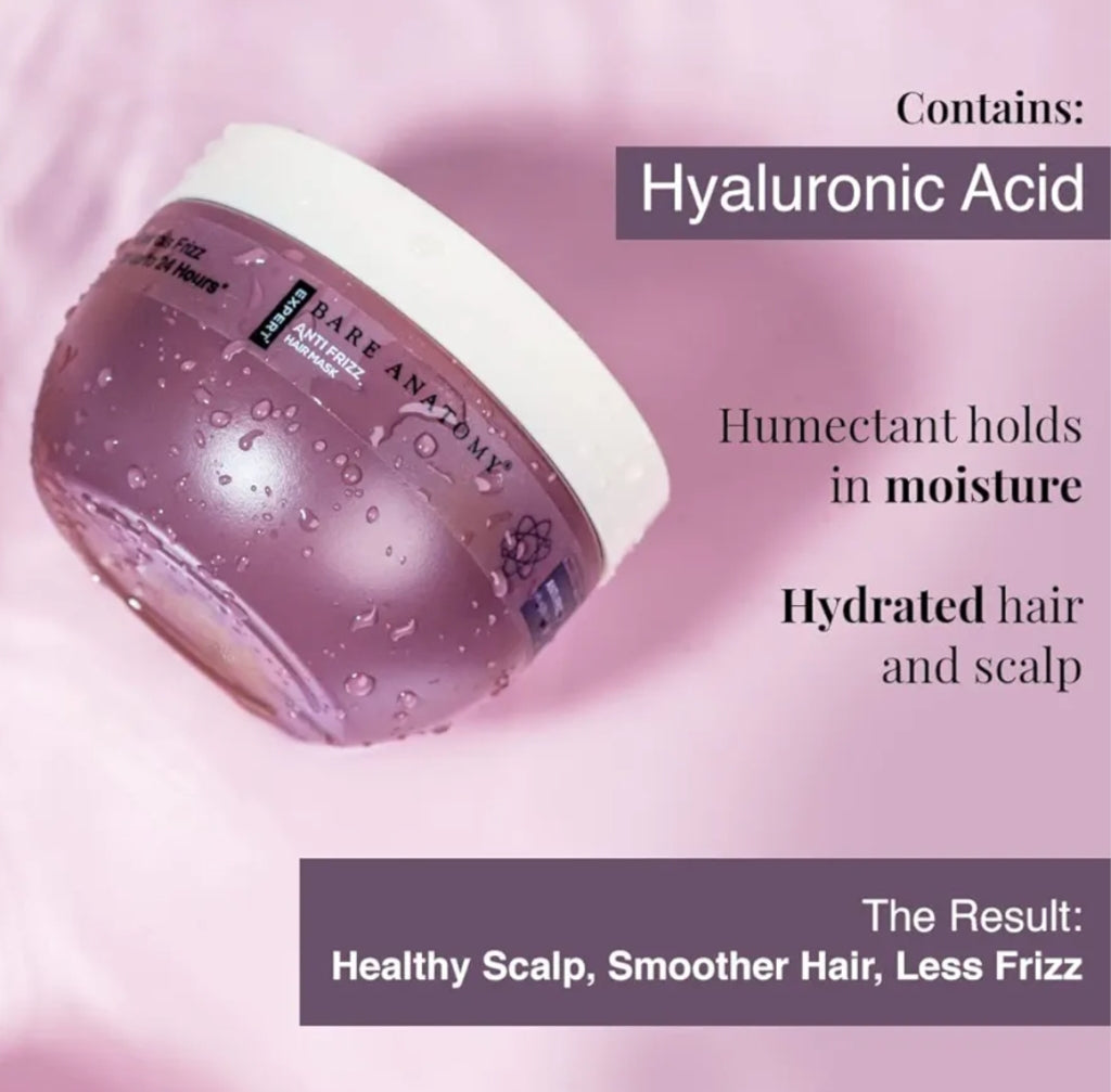 Hair Mask- Bare Anatomy EXPERT Anti-Frizz Hair Mask which is formulated with Hyaluronic Acid and Fatty Acids which Nourishes the Scalp & Hairs, improves Hair Texture, adds shine and Controls Frizz for Up to 24 Hrs - 250gm