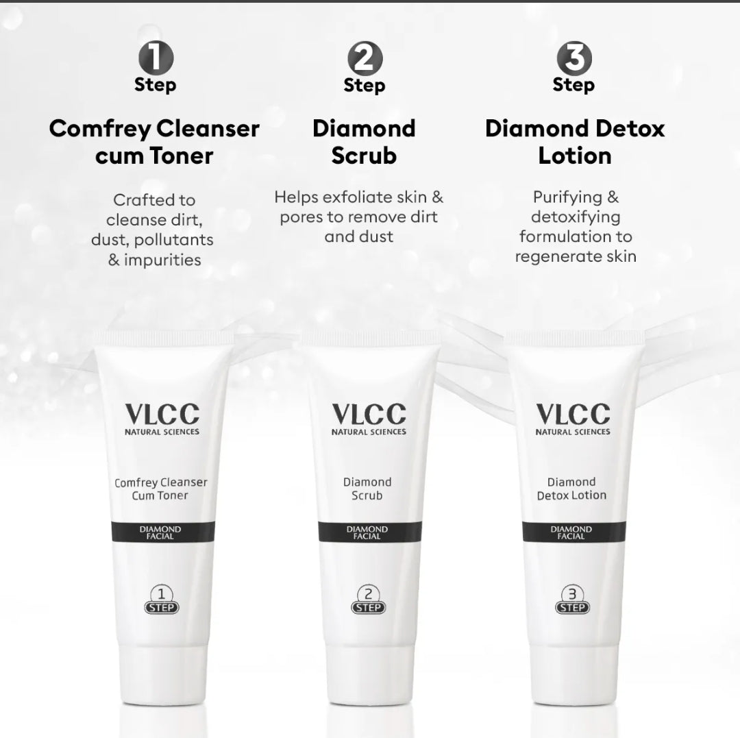 Facial Kit- VLCC Diamond Facial Kit (300gm) with FREE Rose Water Toner (100ml)