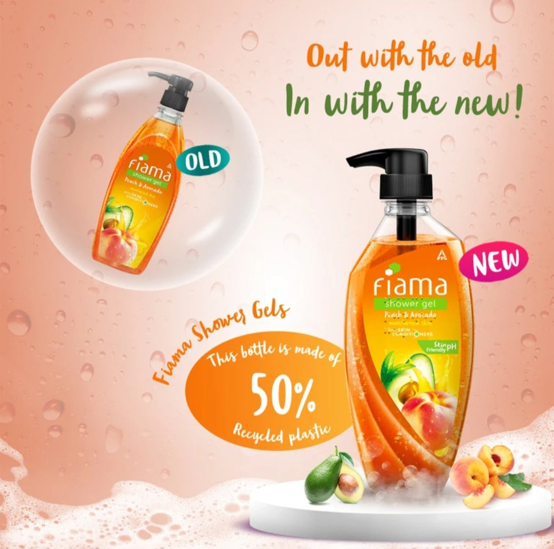 Body Wash & Shower Gel- Fiama Skin PH Friendly Shower Gel enriched with Peach & Avocado which Moisturizes and Conditioners the Skin - 500ml