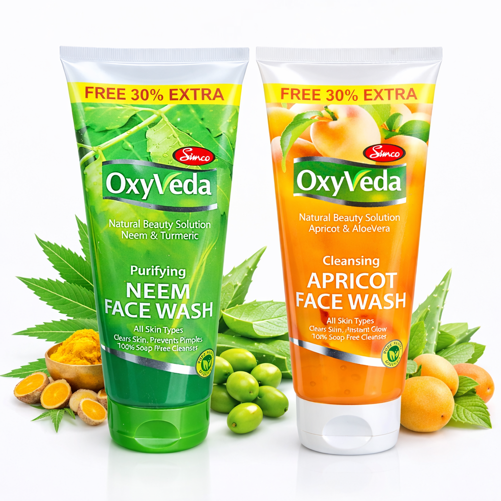 Face Wash- Magical Combo of OxyVeda Purifying Neem Face Wash (65 ml) and Cleansing Apricot Face Wash (65ml)