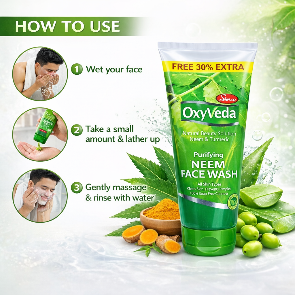 Face Wash- Magical Combo of OxyVeda Purifying Neem Face Wash (65 ml) and Cleansing Apricot Face Wash (65ml)