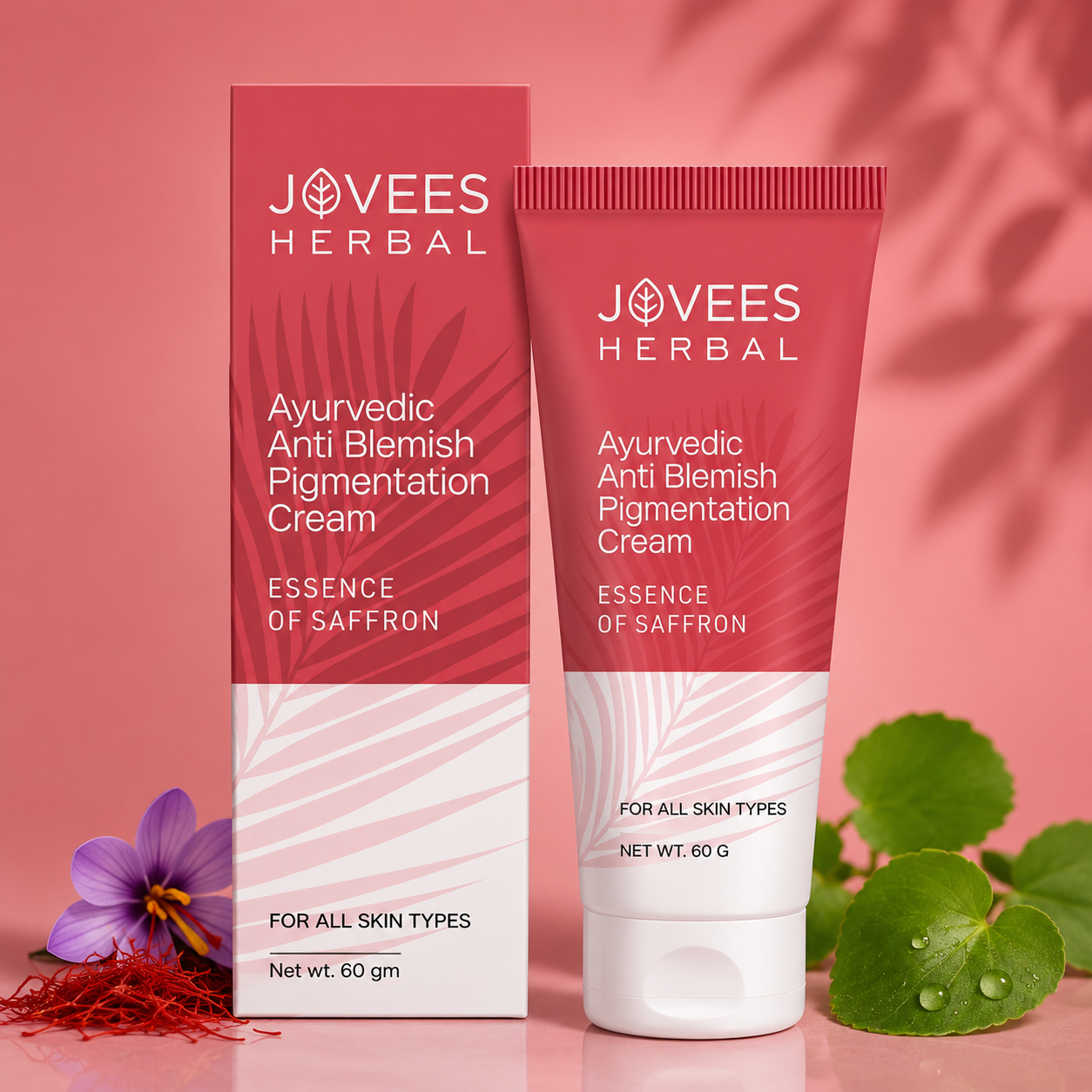 Face Treatment Cream- JOVEES Herbal's Ayurvedic Anti-Blemish Pigmentation Cream enriched with Saffron which Reduces Pigmentation and is suitable for All Skin Types - 60gm