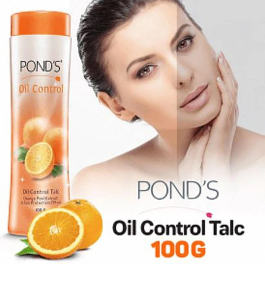 Talcum & Prickly Heat Powder- Pond's Oil Control Talcum Powder with Orange Peel Extract & Sun Protection (TPI-50) 100gm.