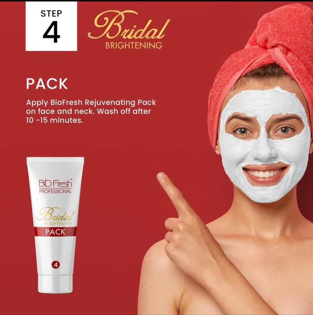 Facial Kit- Biofresh Professional's BRIDAL Brightening 4 Steps (1. Exfoliate, 2. Gel, 3. Nourish and 4. Enhance) Facial Kit 60ml (Face Wash Worth Rs.65/- Free within the Kit