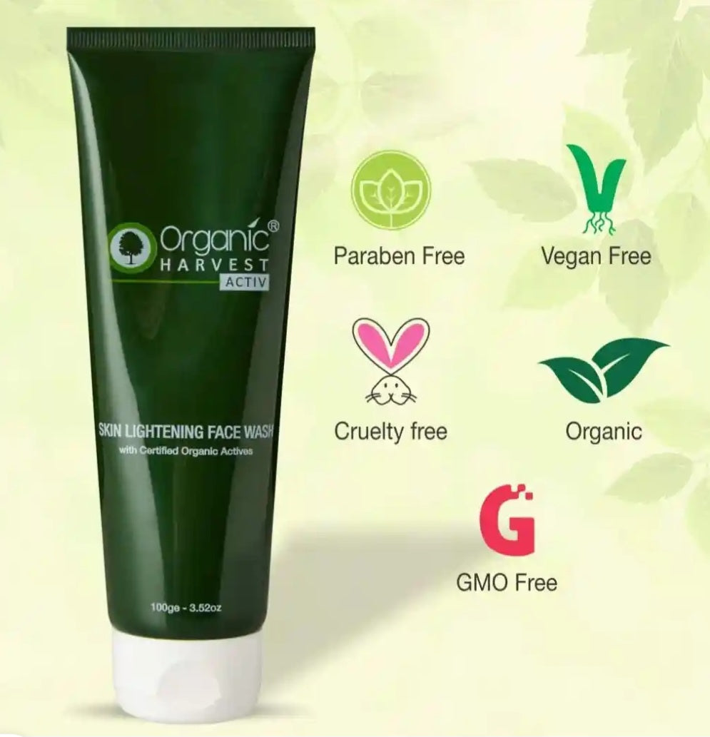 Face Wash- Organic Harvest Active Skin Lightening Face Wash with Certified Organic Actives - 50ml
