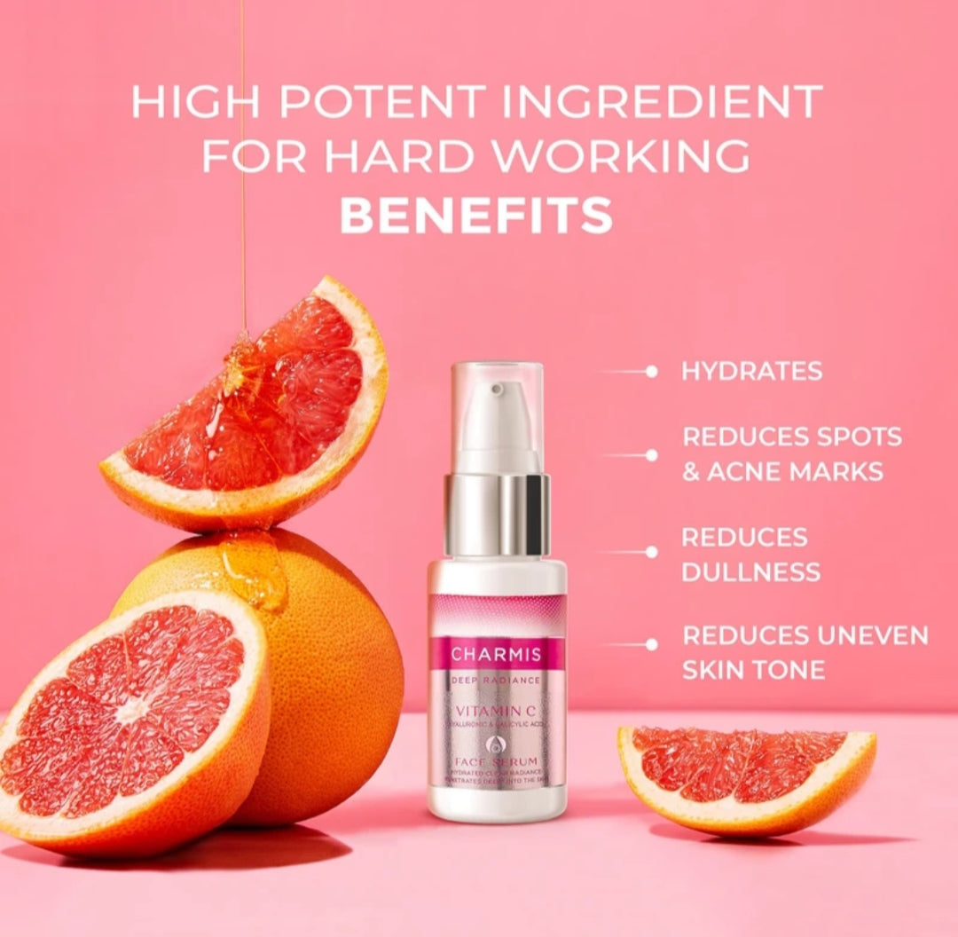 Face Serum- Charmis Deep Radiance Vitamin-C Hyaluronic & Salicylic Acid Face Serum 30ml
