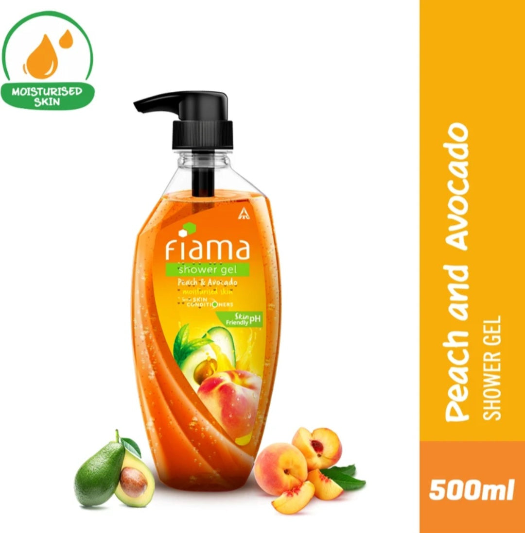 Body Wash & Shower Gel- Fiama Skin PH Friendly Shower Gel enriched with Peach & Avocado which Moisturizes and Conditioners the Skin - 500ml