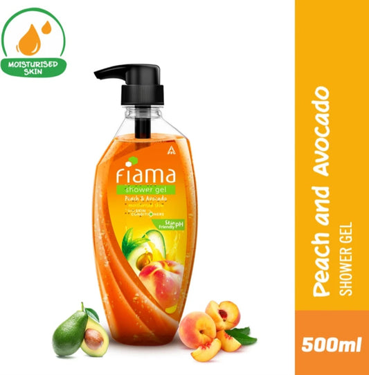 Body Wash & Shower Gel- Fiama Skin PH Friendly Shower Gel enriched with Peach & Avocado which Moisturizes and Conditioners the Skin - 500ml