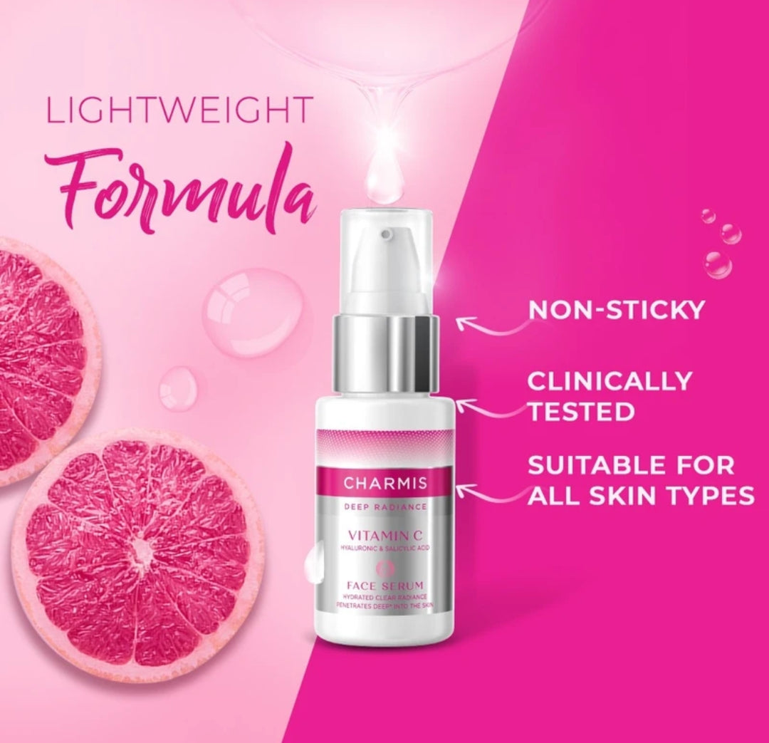 Face Serum- Charmis Deep Radiance Vitamin-C Hyaluronic & Salicylic Acid Face Serum 30ml