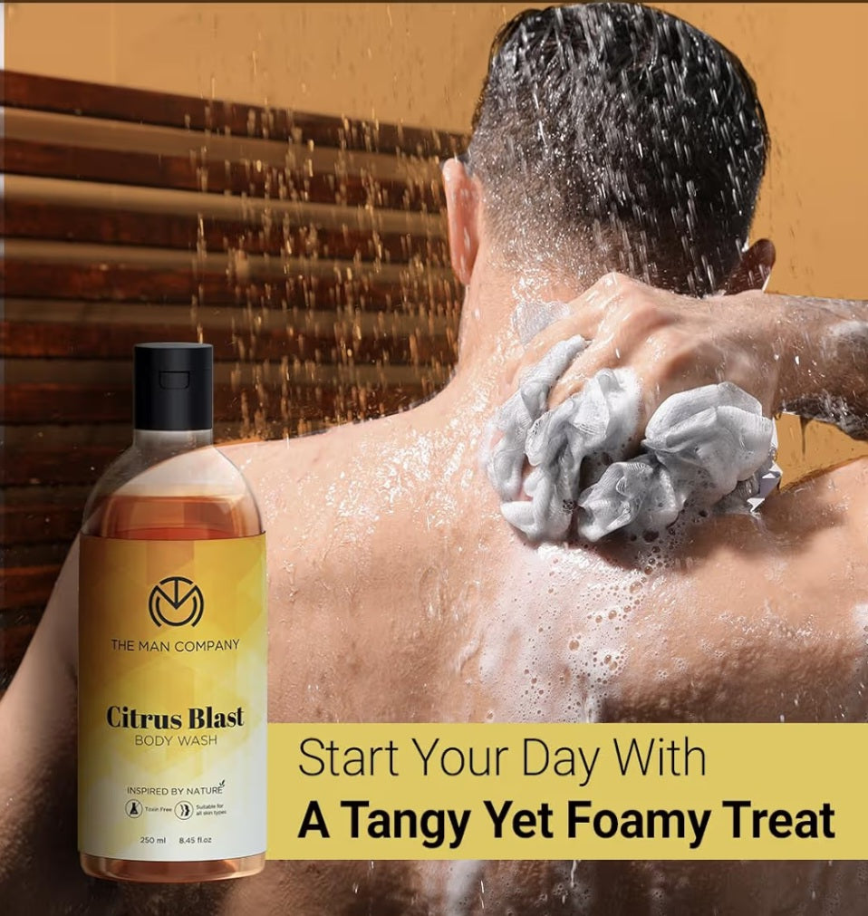 Body Wash & Shower Gel- The Man Company's Citrus Blast Body Wash for Refreshed and Cool Feelings- 250ml