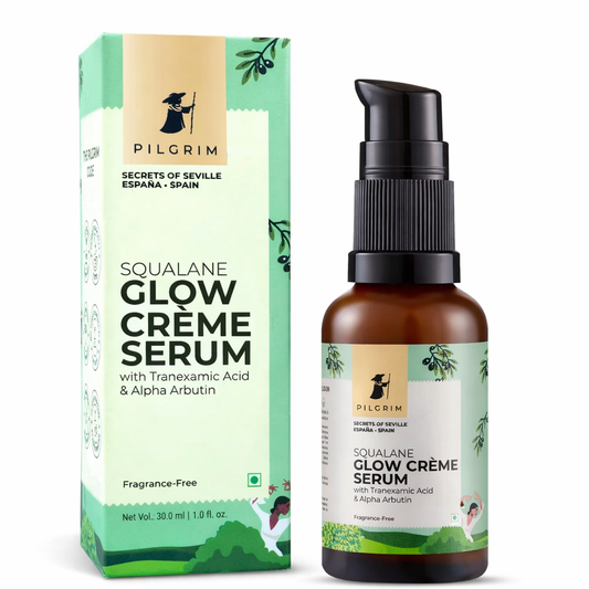 Face Serum- PILGRIM’S Squalane Glow Crème Face Serum, enriched with Tranexamic Acid and Alpha Arbutin, which brightens, hydrates, and nourishes the skin while helping reduce acne scars and pigmentation - 30ml
